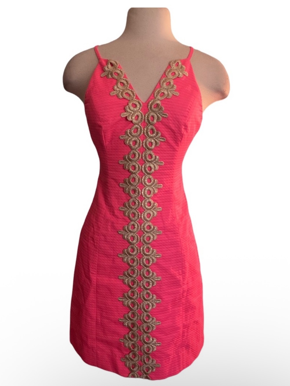 Sleeveless Pink Crochet-Trim Bodycon Dress - Picture 2 of 7